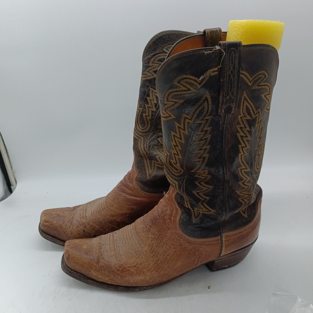 Lucchese 1883 Mens Brown Leather Western Cowboy Boots N7800 4 Size 9 2E Wide s1